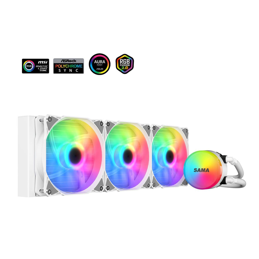 1 SAMA SI360 Liquid CPU Cooler 360mm Addressable RGB Pump PWM & FDB Fans AIO Water Cooler - الصورة 1