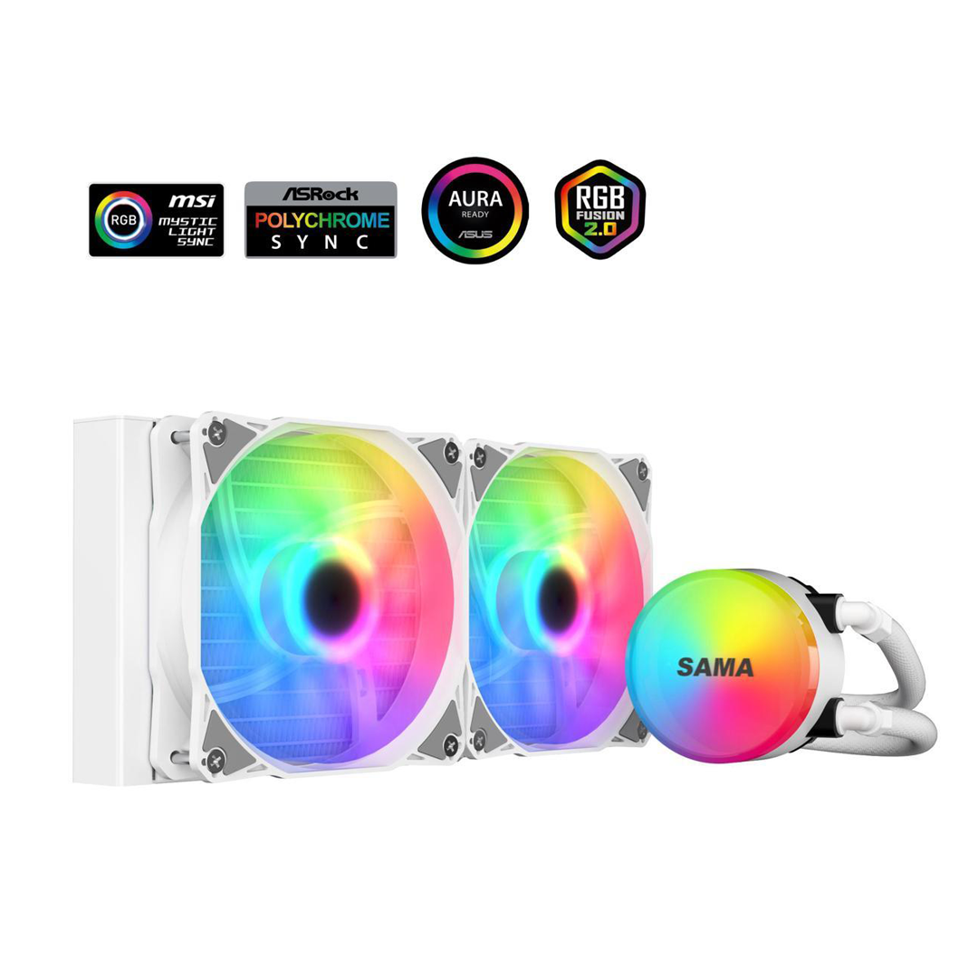 1 SAMA SI240 White Liquid Cooler 240mm AIO Radiator Addressable RGB PWM Fan CPU cooler for Intel AMD PC Case - الصورة 1