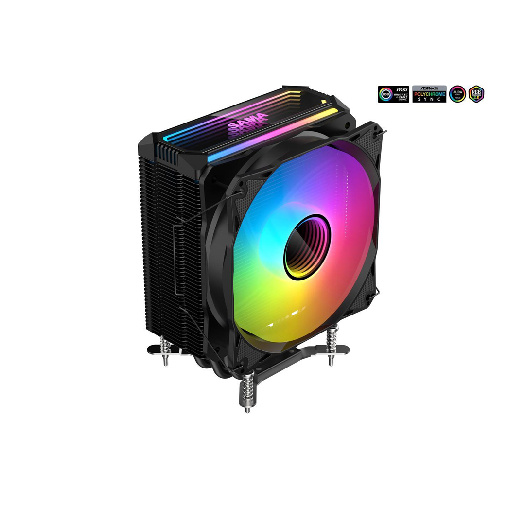 1 SAMA KA400I CPU Air Cooler 4 Heat Copper Pipe 120mm Cooling Fan Addressable RGB Aluminum - الصورة 1