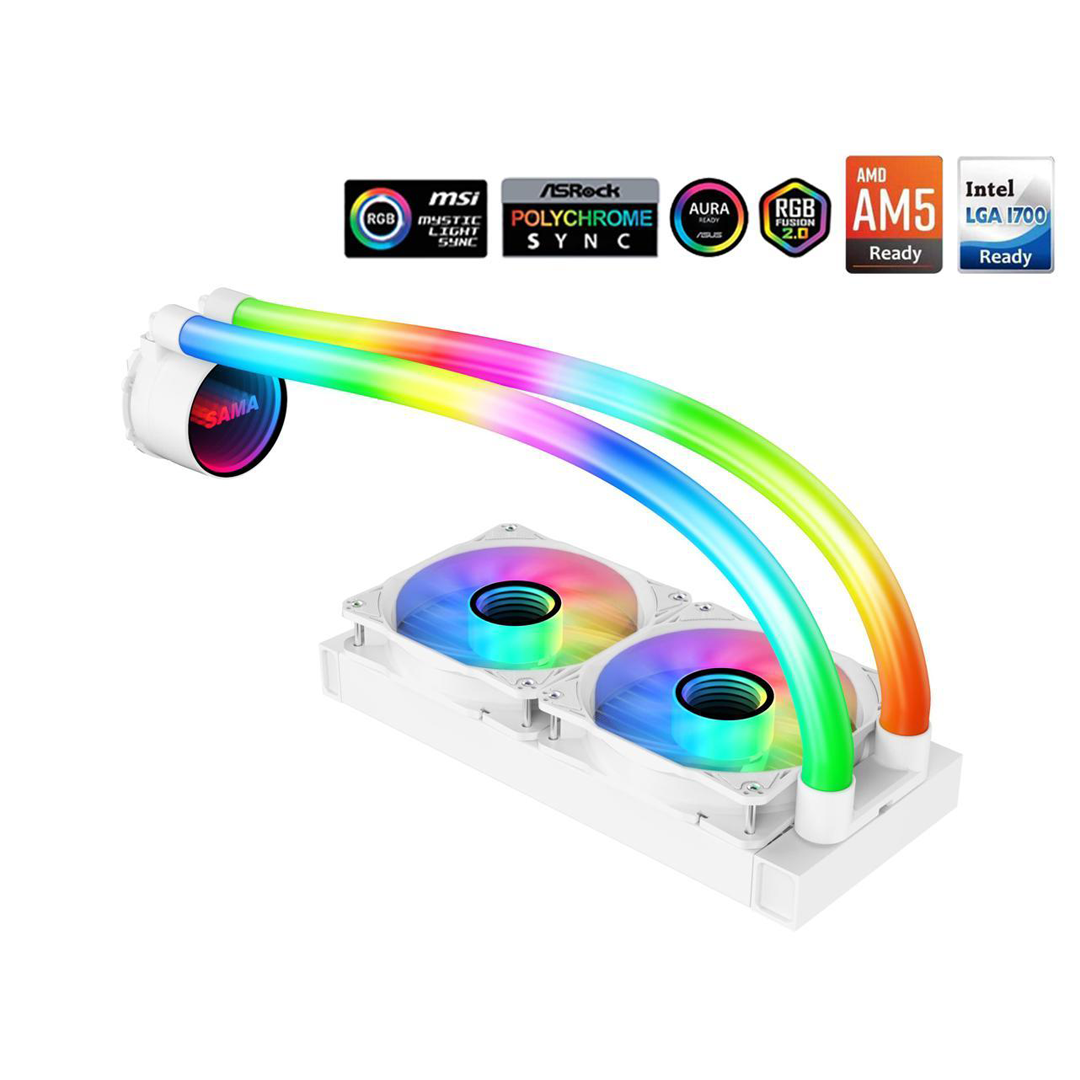 1 SAMA PS240mm Cpu Liquid Cooler ARGB 240 AIO With Infinity Mirror Aluminum PC - الصورة 1