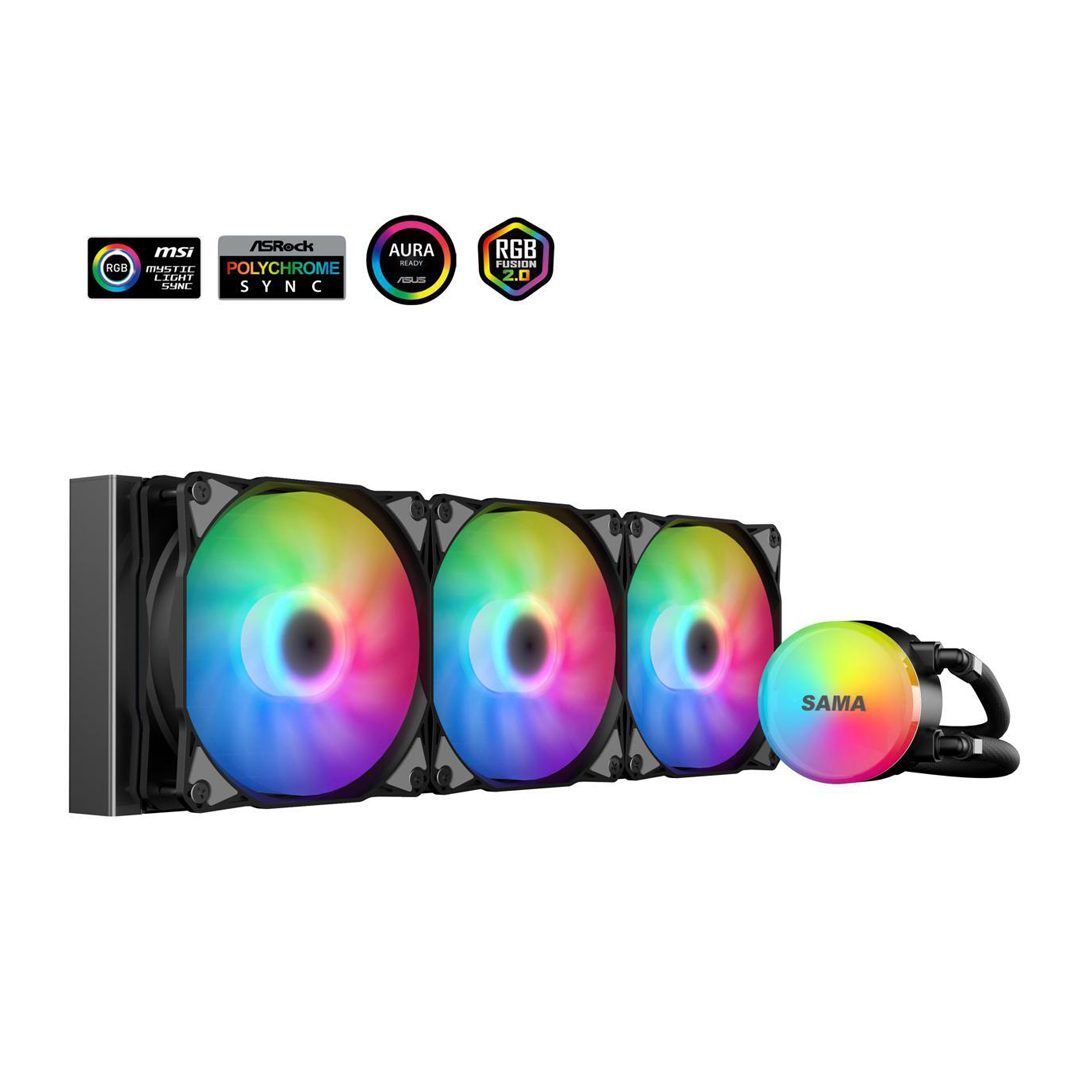 1 SAMA SI360 Liquid CPU Cooler 360mm Addressable RGB Pump PWM & FDB Fans AIO Water Cooler - الصورة 1