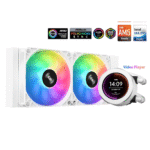 SAMA SM240 White liquid Cooler 240mm White with ARGB AIO Radiator LCD Video Temperature Display Screen, PC