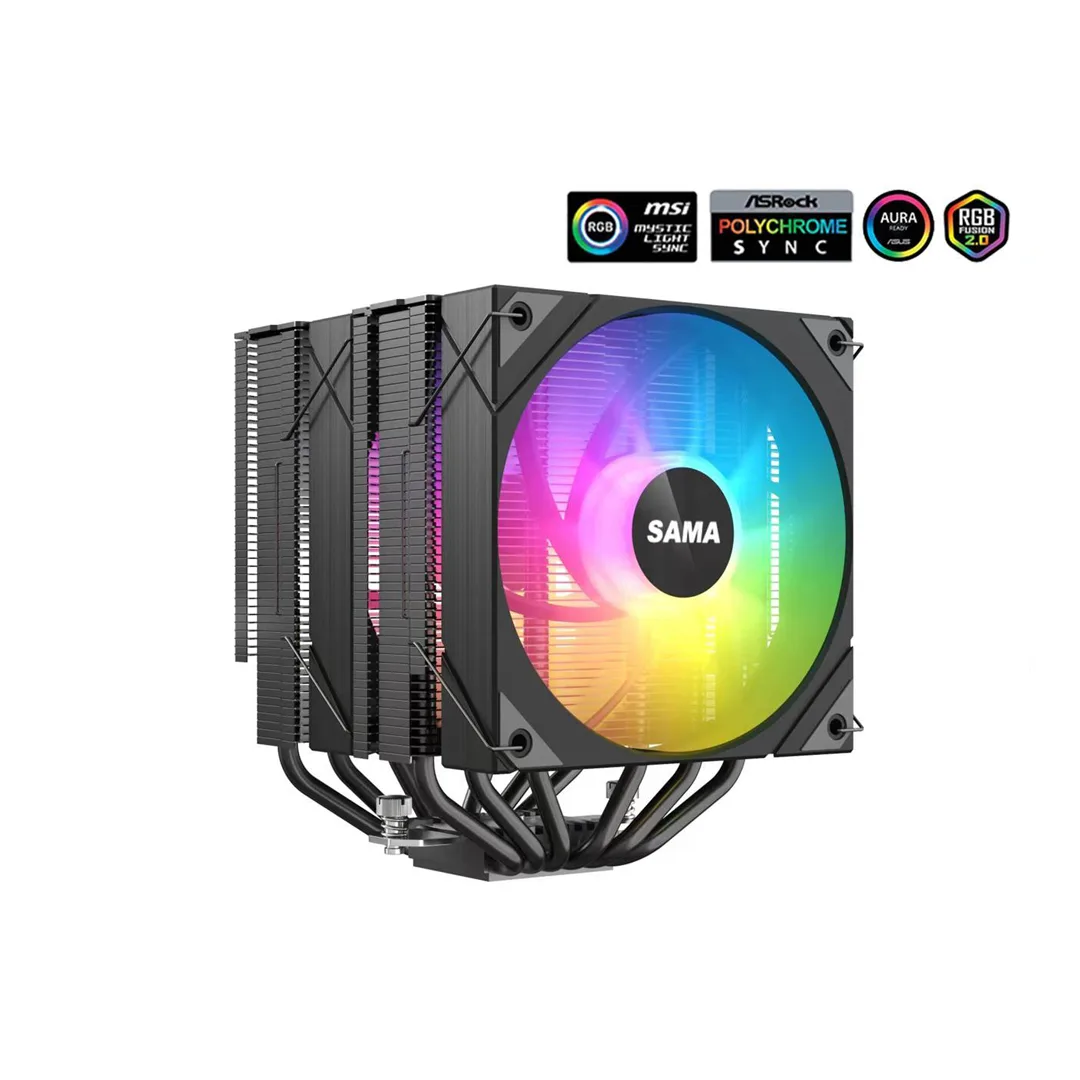 1 SAMA 6PDW ARGB Black CPU Air Cooler 120mm Cooling Fan - Image 1