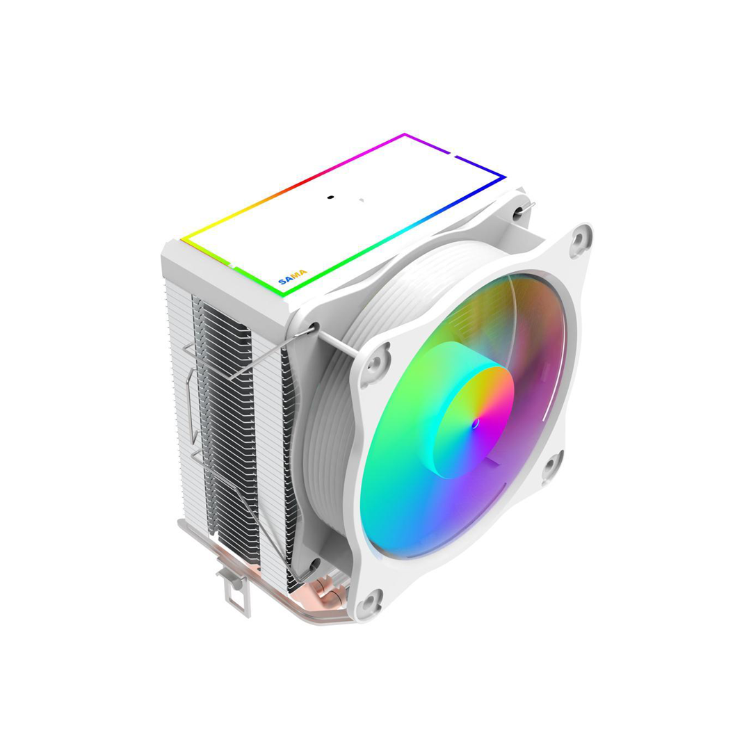 1 SAMA KA450DW RGB CPU Air Cooler 9cm PWM Fan 4 Copper Heat Pipes For AMDIntel Universal Computer Cooling Radiator White - الصورة 1