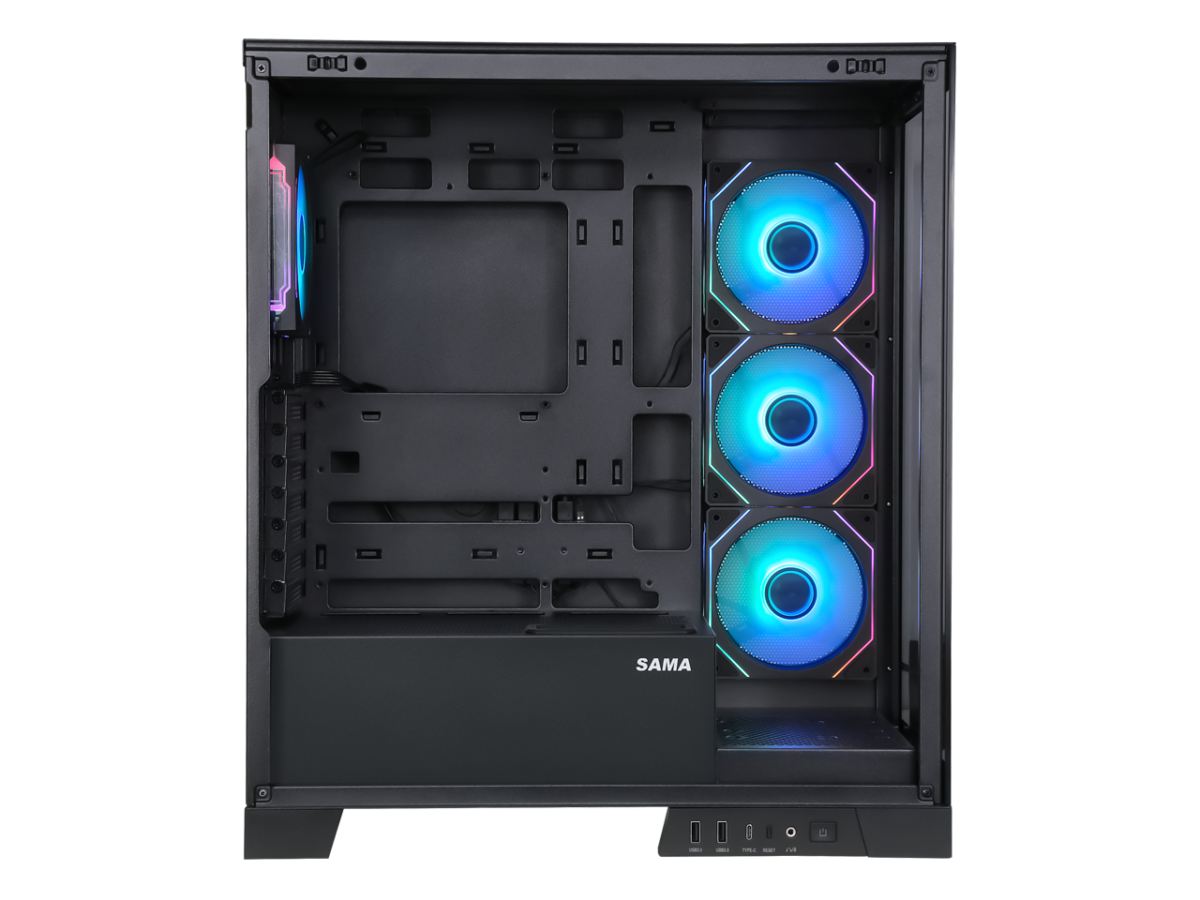 ⁦Sama Neview 2351 Black Dual USB3.0 and Type C Tempered Glass ATX Mid Tower⁩ - الصورة ⁦4⁩