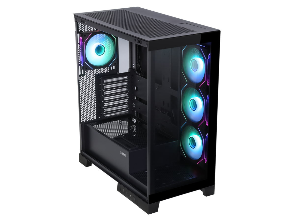 ⁦Sama Neview 2351 Black Dual USB3.0 and Type C Tempered Glass ATX Mid Tower⁩ - الصورة ⁦5⁩