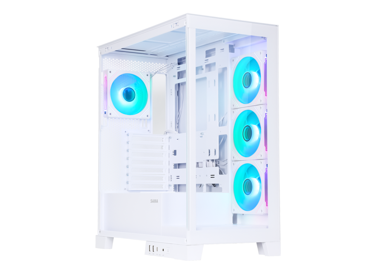 ⁦Sama Neview 2351 White Dual USB3.0 and Type C Tempered Glass ATX Mid Tower⁩ - الصورة ⁦4⁩