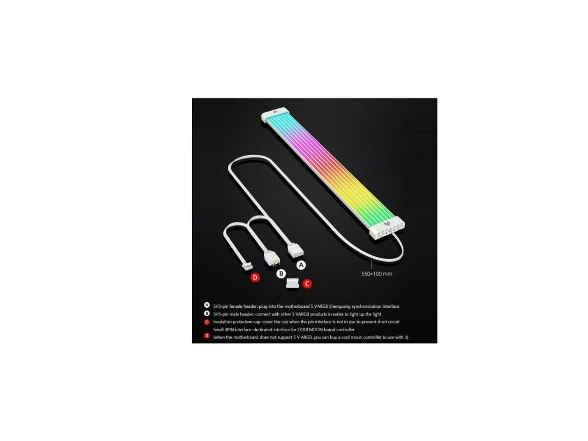 ⁦OOLMOON AOSOR AL300 Flexible Light Bar 24PIN 5V ARGB Aura Sync Neon Line Bendable Chassis Streamer Lamp Strip PC Case Decor⁩ - الصورة ⁦2⁩