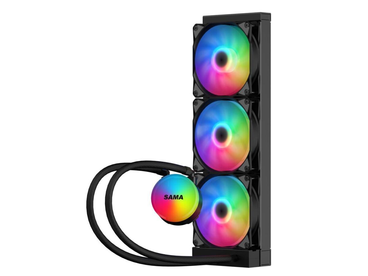 ⁦SAMA SI360 Liquid CPU Cooler 360mm Addressable RGB Pump PWM & FDB Fans AIO Water Cooler⁩ - الصورة ⁦5⁩