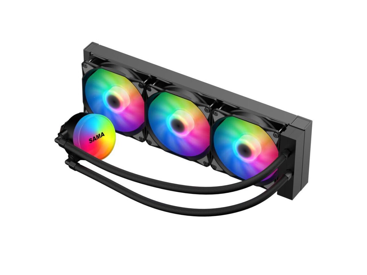 ⁦SAMA SI360 Liquid CPU Cooler 360mm Addressable RGB Pump PWM & FDB Fans AIO Water Cooler⁩ - الصورة ⁦3⁩