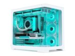 SAMA 2851 ATX Mid-Tower PC Gaming Case, High-Airflow, Sturdy Curved Tempered Glass Front, 4 ARGB PWM Fan Pre-installed with Fan Hub, White