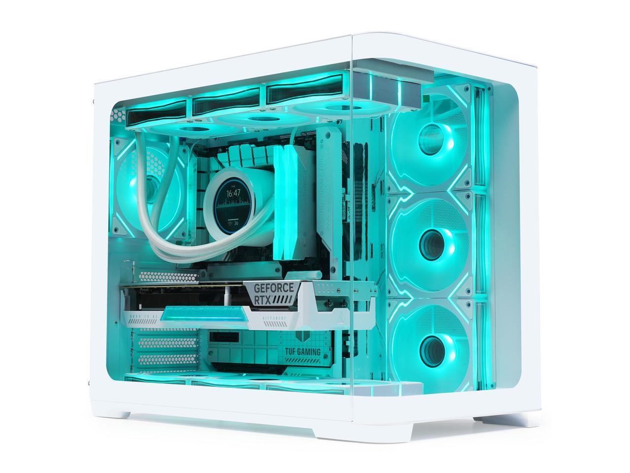 B41PS2406180K4B4Q63 SAMA 2851 ATX Mid-Tower PC Gaming Case, High-Airflow, Sturdy Curved Tempered Glass Front, 4 ARGB PWM Fan Pre-installed with Fan Hub, White - الصورة 1
