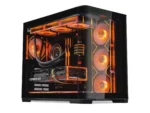 SAMA 2851 ATX Mid-Tower PC Gaming Case, High-Airflow, Sturdy Curved Tempered Glass Front, 4 ARGB PWM Fan Pre-installed with Fan Hub, Black - Image 4