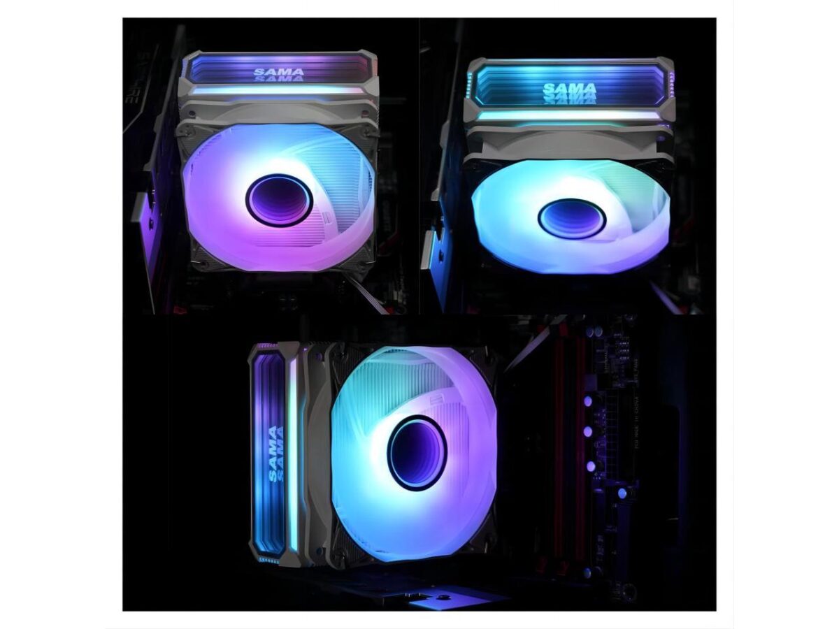 ⁦SAMA KA400I CPU Air Cooler 4 Heat Copper Pipe 120mm Cooling Fan Addressable RGB Aluminum⁩ - الصورة ⁦4⁩