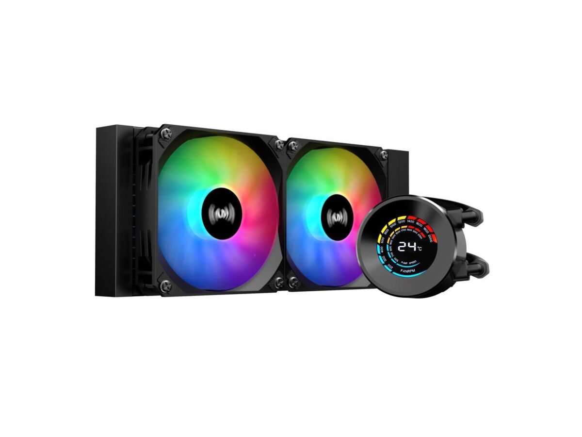 ⁦SAMA T240 Black liquid Cooler 360mm ARGB AIO Radiator LCD Temperature Display Screen CPU Cooler with⁩ - الصورة ⁦2⁩