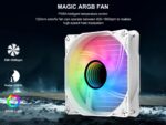 ⁦SAMA PS360 White AIO Liquid Cooler 360mm ARGB CPU Radiator with Infinity Mirror PWM Fans ARGB Effects Tube Water Cooler⁩ - الصورة ⁦3⁩