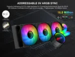 SAMA PS360 Black AIO Liquid Cooler 360mm ARGB CPU Radiator with Infinity Mirror PWM Fans ARGB Effects Tube Water Cooler - Image 3