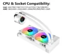 SAMA T240 White liquid Cooler 360mm ARGB AIO Radiator LCD Temperature Display Screen CPU Cooler with - Image 5