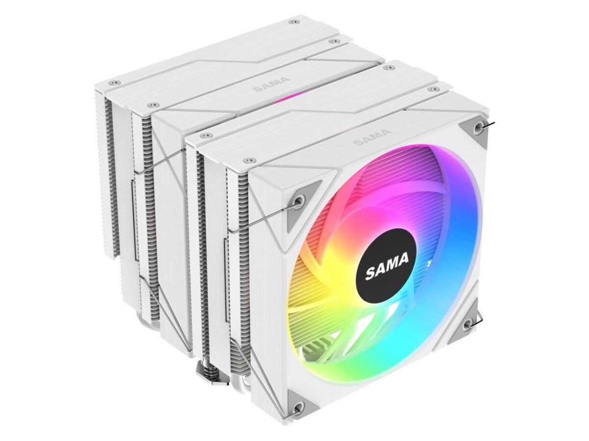 ⁦SAMA 6PDW ARGB White CPU Air Cooler 120mm Cooling Fan Addressable RGB Aluminum PC CPU⁩ - الصورة ⁦4⁩