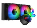 ⁦SAMA PS240 Black AlO Liquid Cooler 240mm ARGB CPU Radiator with nfinity Mirror PWM Fans ARGB Effects Tube Water Cooler⁩ - الصورة ⁦7⁩