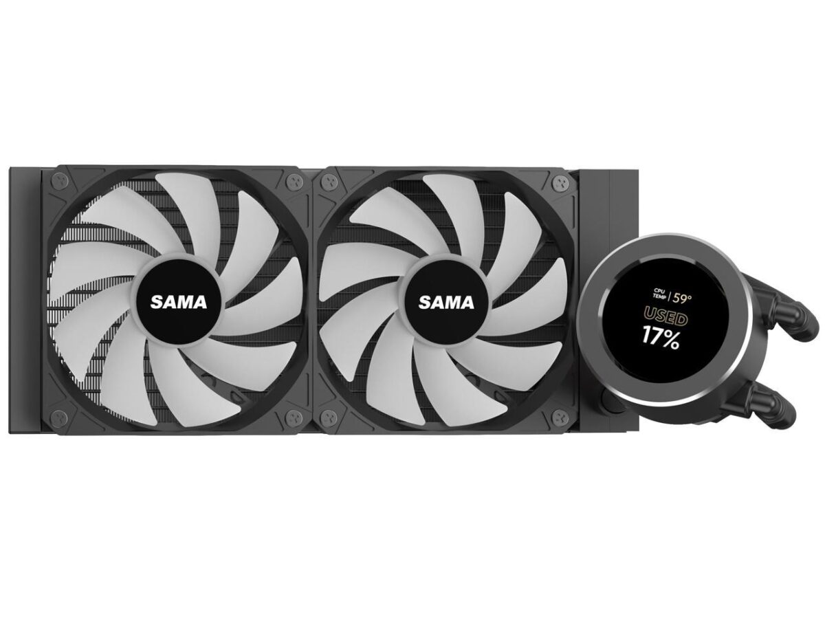 ⁦SAMA SM240 Black liquid Cooler 240mm ARGB AIO Radiator LCD Video Temperature Display Screen CPU⁩ - الصورة ⁦6⁩