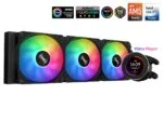 ⁦SAMA SM360 Black 360mm Liquid Water AIO CPU Cooler For Gaming PC Computer with Screen LCD Display⁩ - الصورة ⁦6⁩