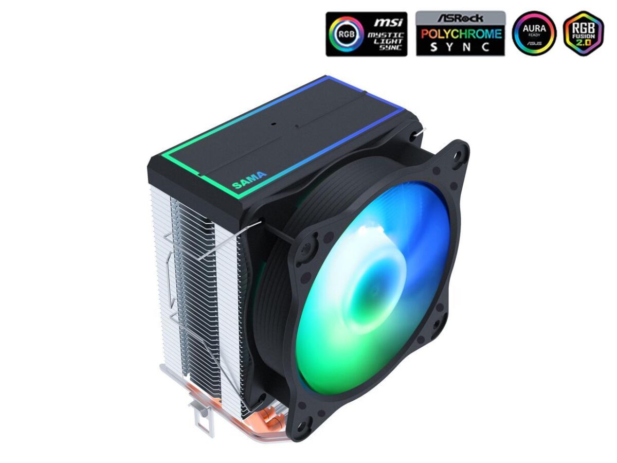 ⁦SAMA KA450D RGB CPU Air Cooler 9cm PWM Fan 4 Copper Heat Pipes For AMDIntel⁩ - الصورة ⁦8⁩