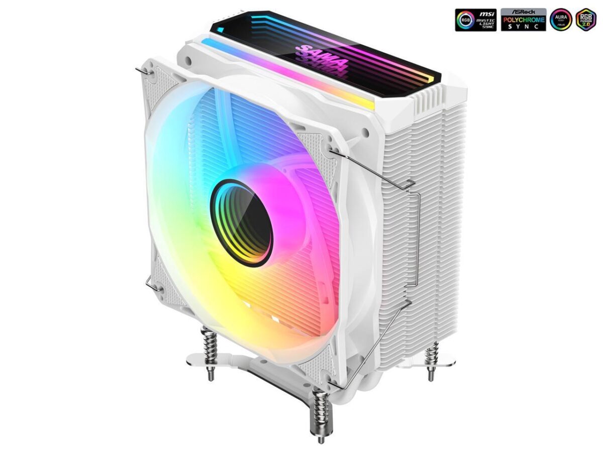 ⁦SAMA KA400I CPU Air Cooler 4 Heat Copper Pipe 120mm Cooling Fan Addressable RGB Aluminum⁩ - الصورة ⁦6⁩
