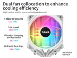 ⁦SAMA 6PDW ARGB White CPU Air Cooler 120mm Cooling Fan Addressable RGB Aluminum PC CPU⁩ - الصورة ⁦7⁩