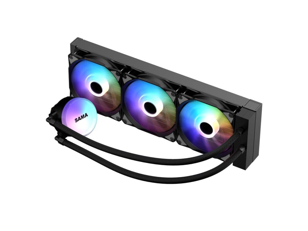 ⁦SAMA SI360 Liquid CPU Cooler 360mm Addressable RGB Pump PWM & FDB Fans AIO Water Cooler⁩ - الصورة ⁦8⁩