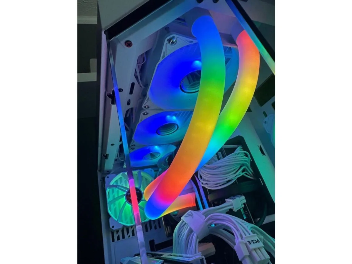 ⁦SAMA PS360 Black AIO Liquid Cooler 360mm ARGB CPU Radiator with Infinity Mirror PWM Fans ARGB Effects Tube Water Cooler⁩ - الصورة ⁦7⁩
