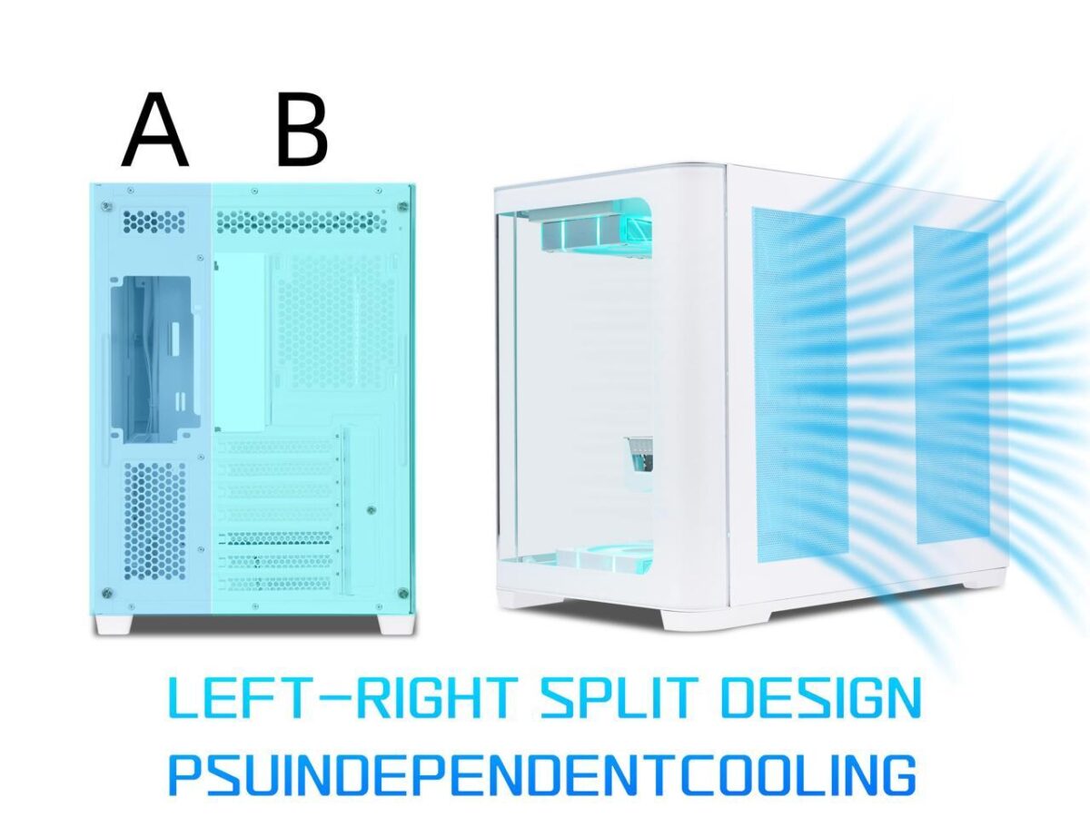 ⁦SAMA 2851 ATX Mid-Tower PC Gaming Case, High-Airflow, Sturdy Curved Tempered Glass Front, 4 ARGB PWM Fan Pre-installed with Fan Hub, White⁩ - الصورة ⁦6⁩
