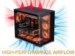 SAMA 2851 ATX Mid-Tower PC Gaming Case, High-Airflow, Sturdy Curved Tempered Glass Front, 4 ARGB PWM Fan Pre-installed with Fan Hub, Black - Image 7