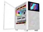 SAMA V-play ATX Mid Tower High-end Gaming Computer PC Case With 8-inch LCD Display, Tempered Glass Side Panels, Supports Multiple Cooling Configurations White - Image 3