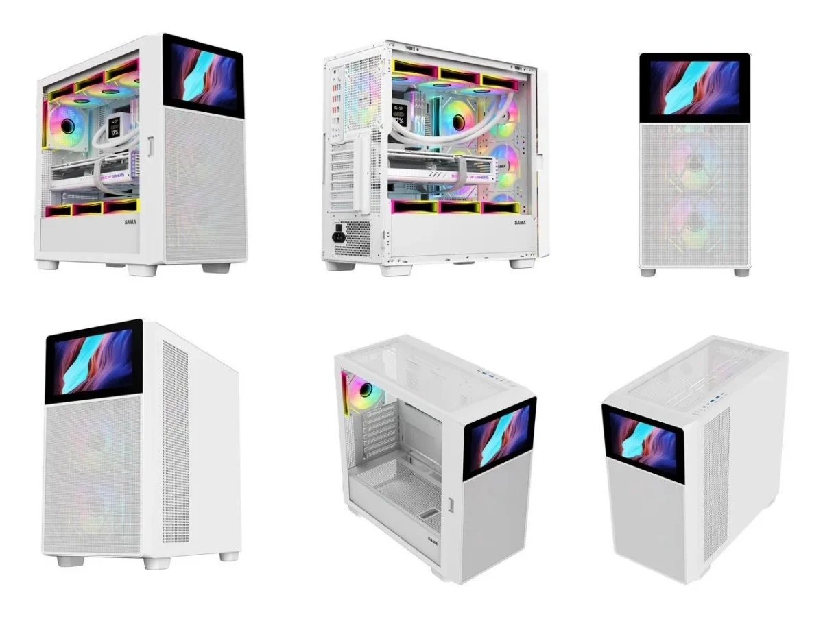 Computer Tower Side Panel SAMA V-play ATX Mid Tower High-end Gaming Computer PC Case With 8-inch ...
