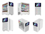 SAMA V-play ATX Mid Tower High-end Gaming Computer PC Case With 8-inch LCD Display, Tempered Glass Side Panels, Supports Multiple Cooling Configurations White - Image 2