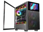 SAMA V-play ATX Mid Tower High-end Gaming Computer PC Case With 8-inch LCD Display, Tempered Glass Side Panels, Supports Multiple Cooling Configurations Black - Image 3