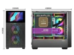 SAMA V-play ATX Mid Tower High-end Gaming Computer PC Case With 8-inch LCD Display, Tempered Glass Side Panels, Supports Multiple Cooling Configurations Black - Image 8