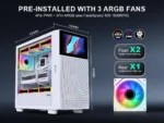 SAMA V-play ATX Mid Tower High-end Gaming Computer PC Case With 8-inch LCD Display, Tempered Glass Side Panels, Supports Multiple Cooling Configurations White - Image 4