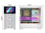 SAMA V-play ATX Mid Tower High-end Gaming Computer PC Case With 8-inch LCD Display, Tempered Glass Side Panels, Supports Multiple Cooling Configurations White - Image 5