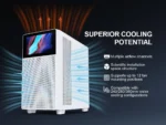 SAMA V-play ATX Mid Tower High-end Gaming Computer PC Case With 8-inch LCD Display, Tempered Glass Side Panels, Supports Multiple Cooling Configurations White - Image 8