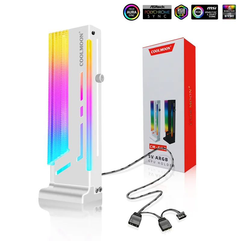 H2e7526d7d09446f98df84d44f6a947f1f COOLMOON GH2 Vertical GPU Support Bracket Colorful 5V A-RGB - الصورة 1