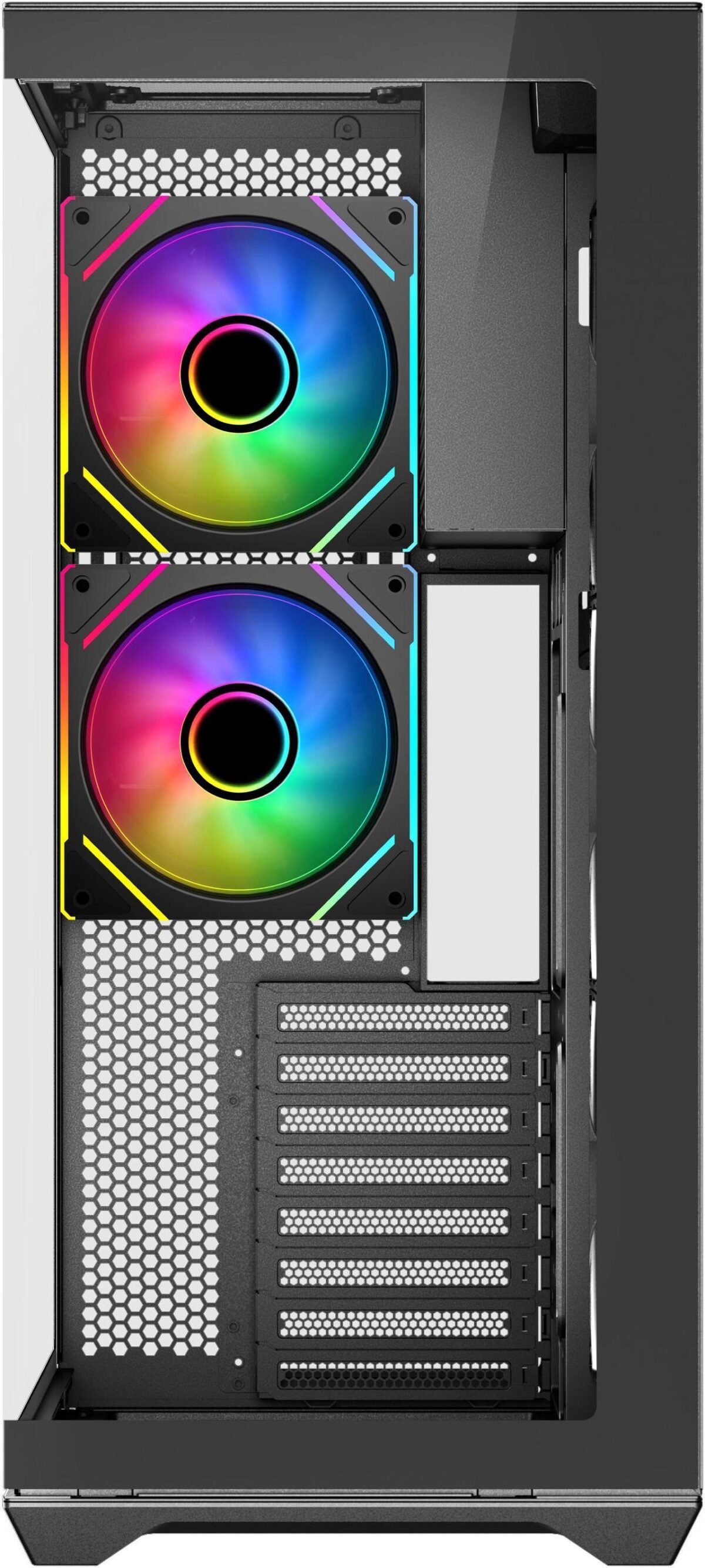 ⁦SAMA V Cool Black Steel / Tempered Glass USB3.0/Type C ATX Full Tower Gaming Computer Case w/5 x ARGB Fans (Pre-Installed)⁩ - الصورة ⁦2⁩