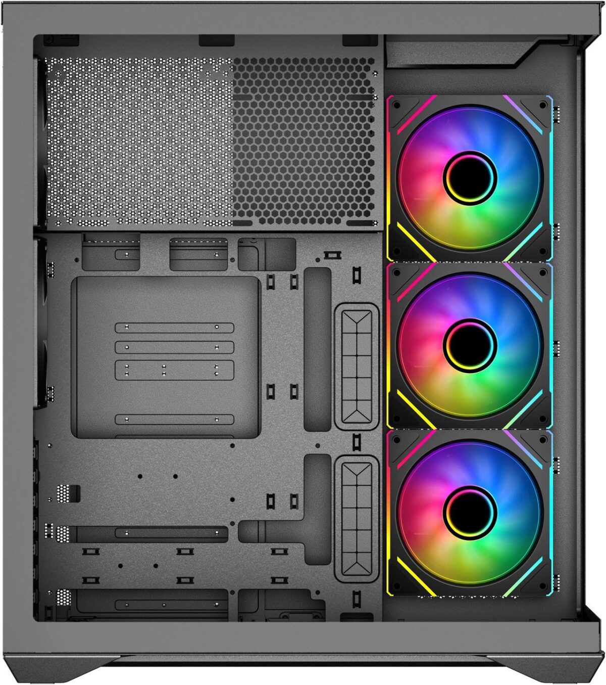 ⁦SAMA V Cool Black Steel / Tempered Glass USB3.0/Type C ATX Full Tower Gaming Computer Case w/5 x ARGB Fans (Pre-Installed)⁩ - الصورة ⁦4⁩