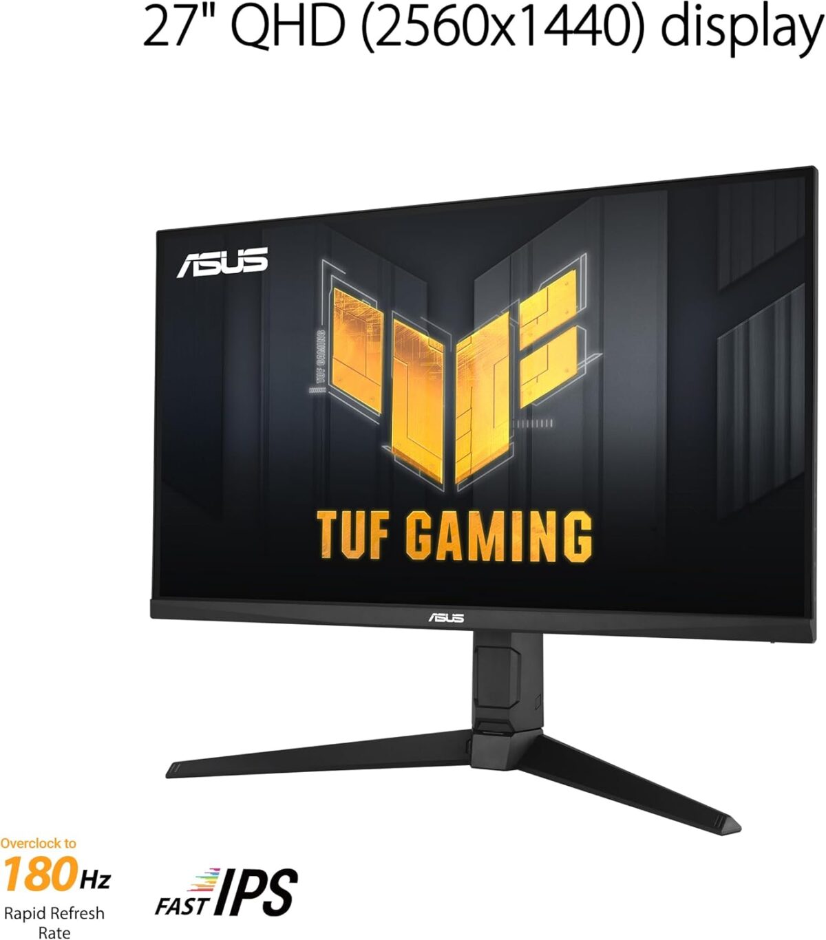 ⁦ASUS TUF Gaming 27” 1440P Monitor (VG27AQL3A) - QHD (2560 x 1440), 180Hz, 1ms, Fast IPS, Extreme Low Motion Blur SYNC, G-SYNC Compatible, Freesync Premium, 130% sRGB, DisplayHDR 400⁩ - الصورة ⁦5⁩