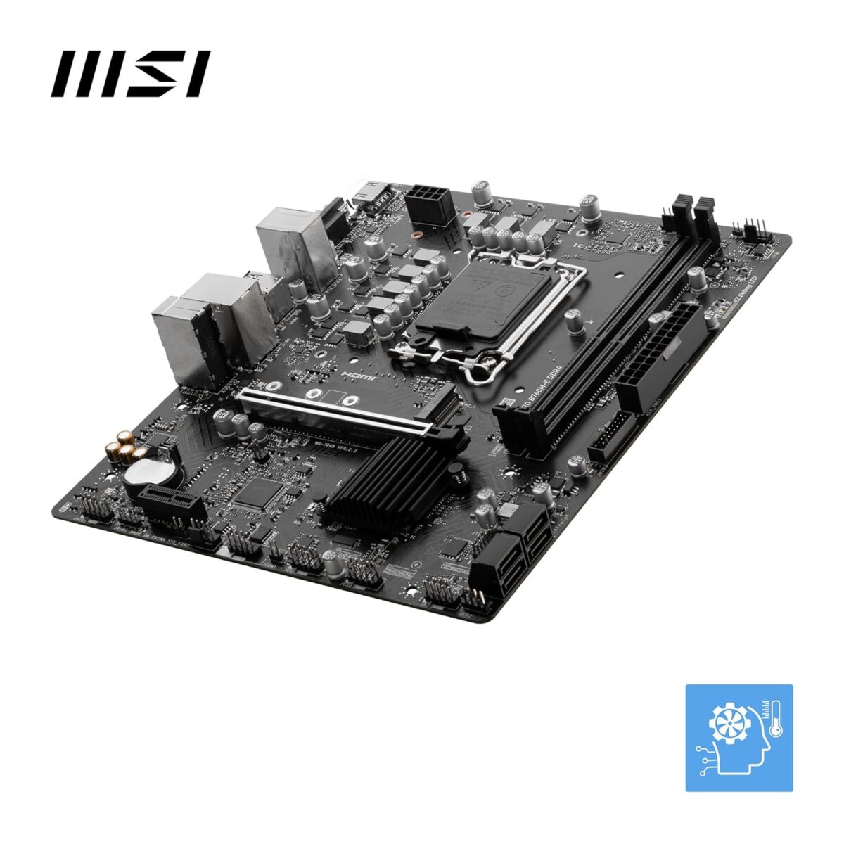 ⁦MSI PRO B760M-E DDR4 Motherboard, Micro-ATX - Supports Intel 14th, 13th & 12th Gen Core Processors, LGA 1700 - DDR4 Memory Boost 4800+MHz/OC, PCIe 4.0 x16 Slot, M.2 Gen4 Slot⁩ - الصورة ⁦2⁩