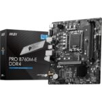 MSI PRO B760M-E DDR4 Motherboard, Micro-ATX - Supports Intel 14th, 13th & 12th Gen Core Processors, LGA 1700 - DDR4 Memory Boost 4800+MHz/OC, PCIe 4.0 x16 Slot, M.2 Gen4 Slot