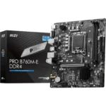 MSI PRO B760M-E DDR4 Motherboard, Micro-ATX - Supports Intel 14th, 13th & 12th Gen Core Processors, LGA 1700 - DDR4 Memory Boost 4800+MHz/OC, PCIe 4.0 x16 Slot, M.2 Gen4 Slot