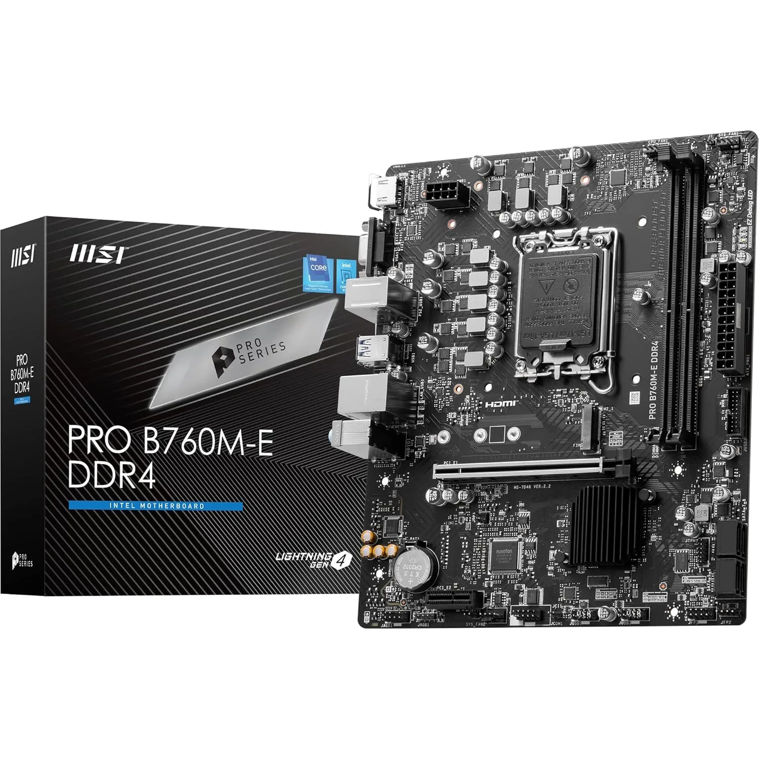 810Jjq1zr2L._SL1500_ MSI PRO B760M-E DDR4 Motherboard, Micro-ATX - Supports Intel 14th, 13th & 12th Gen Core Processors, LGA 1700 - DDR4 Memory Boost 4800+MHz/OC, PCIe 4.0 x16 Slot, M.2 Gen4 Slot - Image 1