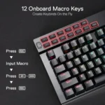 Redragon K550 RGB Gaming Keyboard, 104 Keys + 12 Macro G Keys Wired Mechanical Keyboard w/Aluminum Top Plate, Custom Clicky Purple Switch, Extra USB Port & Wrist Rest - Image 4